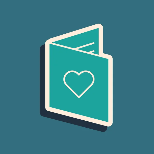 Folheto Dia Dos Namorados Verdes Com Ícone Coração Isolado Fundo — Vetor de Stock