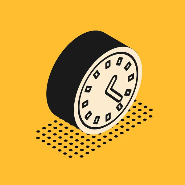 Icona Dell Orologio Isometrico Isolata Sfondo Giallo Simbolo Temporale Illustrazione — Vettoriale Stock