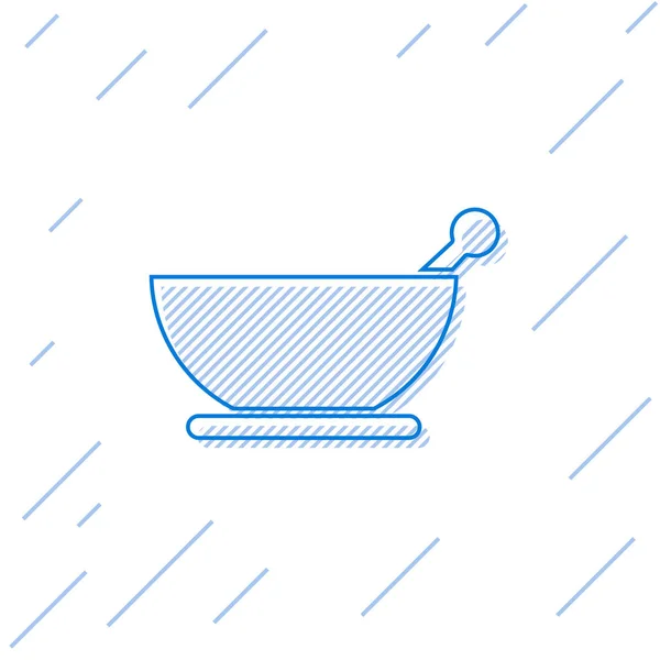 Blue Line Mortar Pestle Icon Isolated White Background Vector Illustration — 스톡 벡터