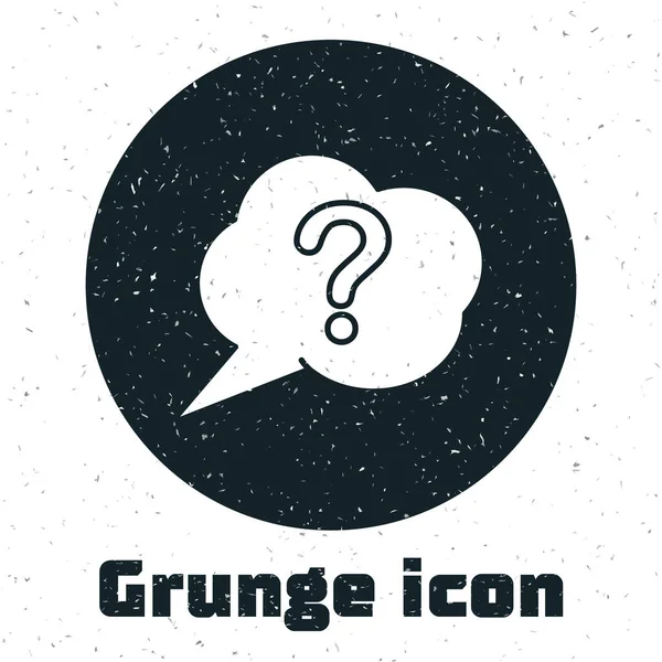 Grunge Speech Bańka Ikona Pytanie Izolowane Białym Tle Znak Faq — Wektor stockowy