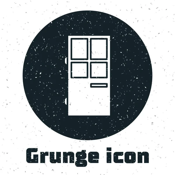 Grunge Geschlossen Tür Symbol Isoliert Auf Weißem Hintergrund Vektorillustration — Stockvektor