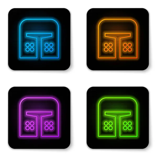 Glowing Neon Medieval Iron Helmet Head Protection Icon Isolated White — 스톡 벡터