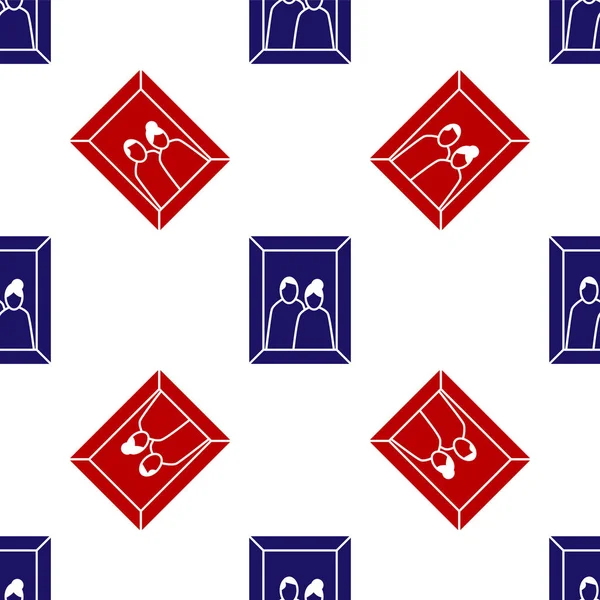 Moldura Imagem Azul Vermelho Ícone Tabela Isolado Padrão Sem Costura — Vetor de Stock