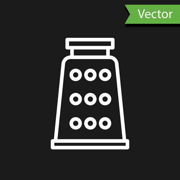 Icono Rallador Línea Blanca Aislado Sobre Fondo Negro Símbolo Cocina — Vector de stock