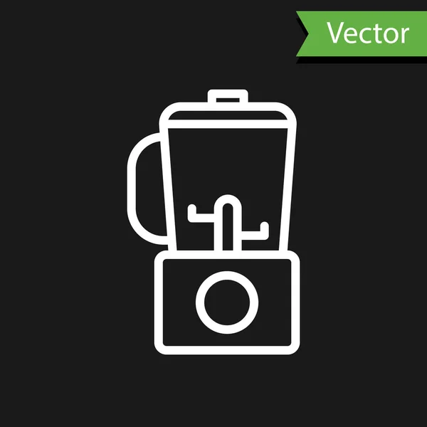 Значок Белый Блендер Выделен Черном Фоне Кухня Электрический Стационарный Блендер — стоковый вектор