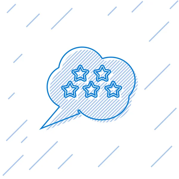 Blaue Linie Fünf Sterne Kundenbewertung Bewertung Symbol Isoliert Auf Weißem — Stockvektor