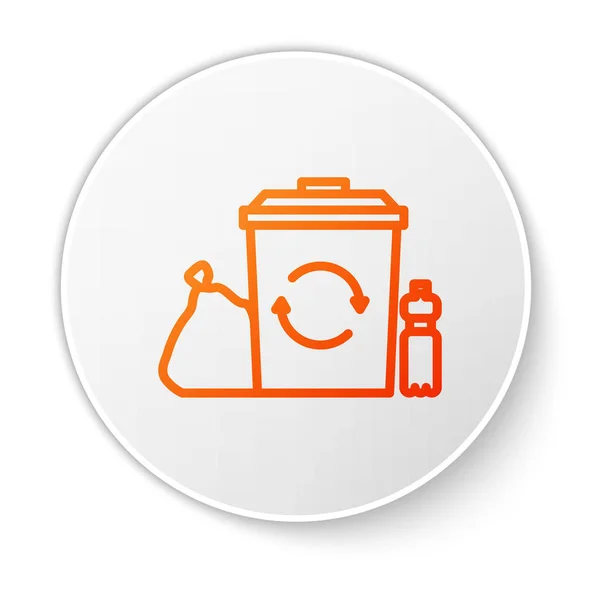 Oranžová Čára Recyklační Koš Ikonou Symbolu Recyklace Izolovaný Bílém Pozadí — Stockový vektor