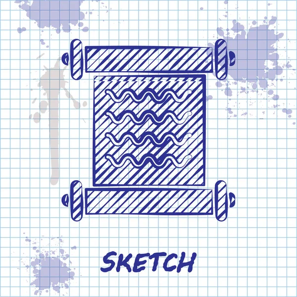 Sketch Line Decree Paper Parchment Scroll Icon Icon Isolated White — 스톡 벡터