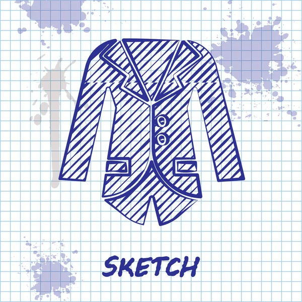Sketch Line Blazer Jacket Icon Isolated White Background Vector Illustration — 스톡 벡터