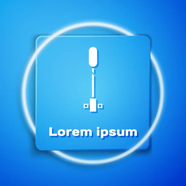 White Torch Flame Icon Isolated Blue Background Symbol Fire Hot — 스톡 벡터