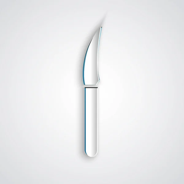 Icône Couteau Papier Coupé Isolé Sur Fond Gris Symbole Couverts — Image vectorielle
