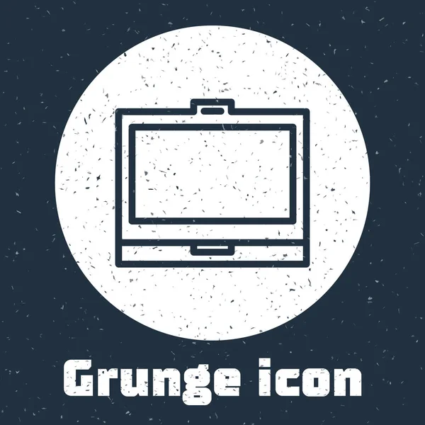 Grunge Line Make Puder Mit Spiegelsymbol Auf Grauem Hintergrund Monochrome — Stockvektor