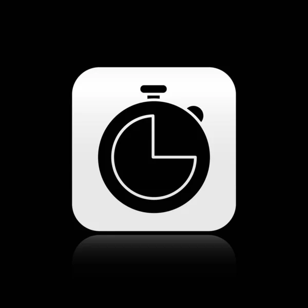Black Kitchen Timer Icon Isolated Black Background Cooking Utensil Silver — 스톡 벡터