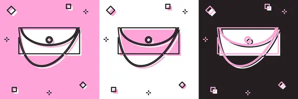 Set Clutch Bag Symbol Isoliert Auf Rosa Und Weißen Schwarzen — Stockvektor