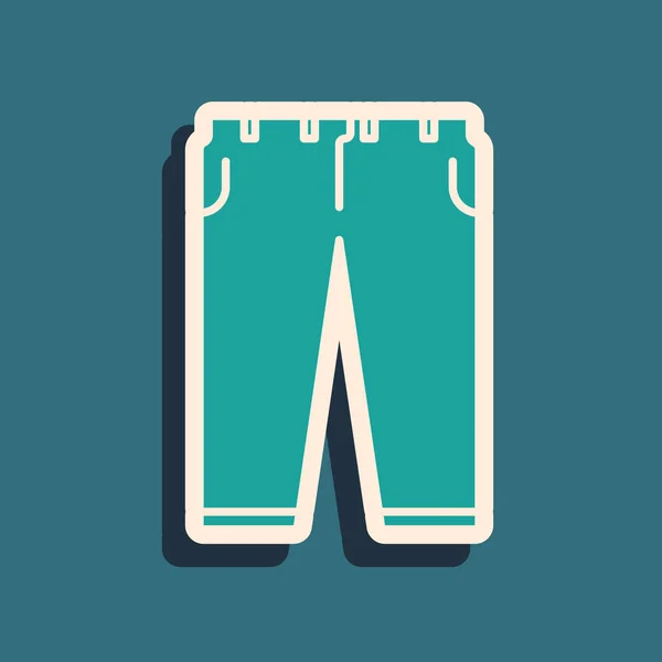 Green Pants Icon Isolated Blue Background Long Shadow Style Vector — 스톡 벡터