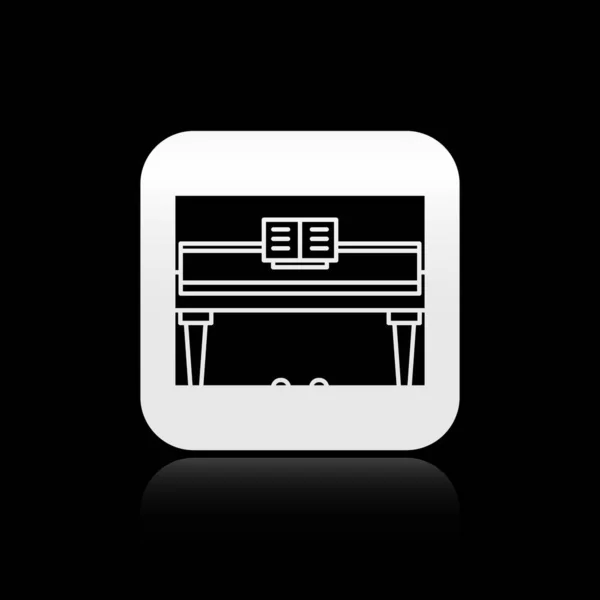Icône Piano Queue Noire Isolée Sur Fond Noir Instrument Musique — Image vectorielle