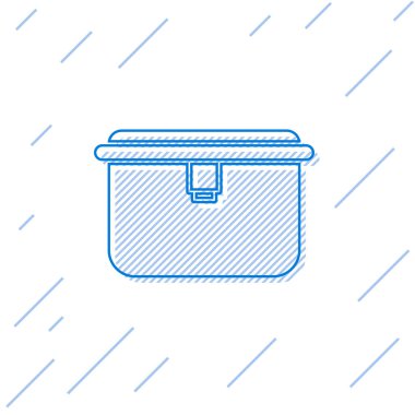 Mavi çizgi beslenme çantası simgesi beyaz arkaplanda izole edildi. Vektör İllüstrasyonu