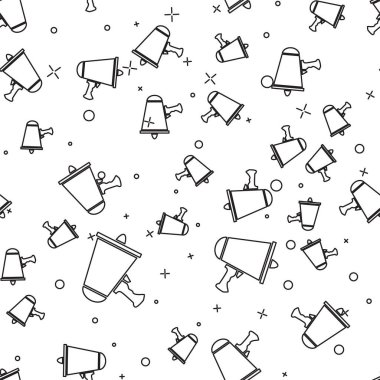 Black line Spread the word, megaphone icon isolated seamless pattern on white background.  Vector Illustration