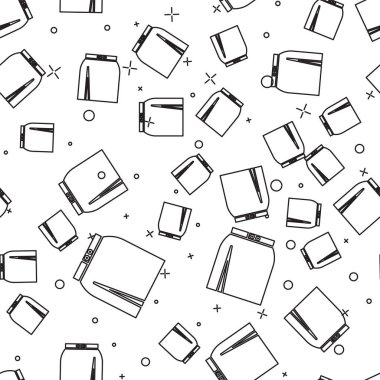 Black line Skirt icon isolated seamless pattern on white background.  Vector Illustration