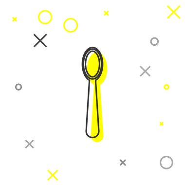 Tek kullanımlık gri çizgi plastik kaşık simgesi beyaz arka planda izole edilmiş. Vektör İllüstrasyonu