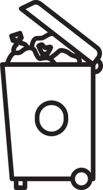 Siyah çizgi Çöp kutusu simgesi beyaz arkaplanda izole edildi. Çöp kutusu tabelası. Sepet simgesini geri dönüştür. Ofis çöpü ikonu. Vektör İllüstrasyonu