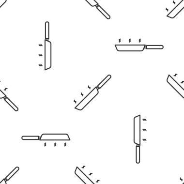 Gri çizgi tava simgesi beyaz arka planda izole edilmiş. Kızartma veya kızartma gıda sembolü. Vektör İllüstrasyonu