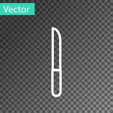 Beyaz çizgi bıçak simgesi şeffaf arkaplanda izole edildi. Çatal bıçak sembolü. Vektör İllüstrasyonu