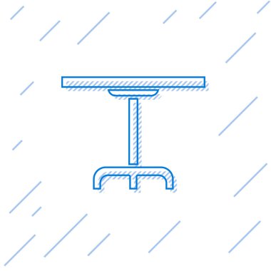 Blue line Round table icon isolated on white background.  Vector Illustration