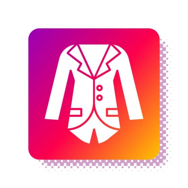 White Blazer or jacket icon isolated on white background. Square color button. Vector Illustration