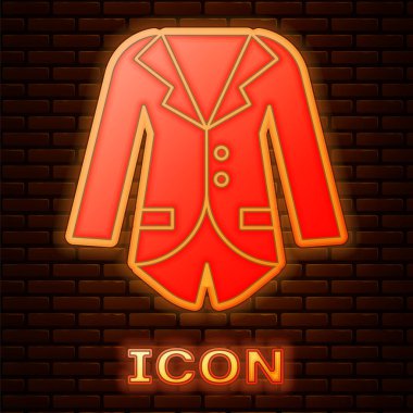 Parlayan neon Blazer ya da duvar arkasında izole edilmiş bir ceket simgesi. Vektör İllüstrasyonu