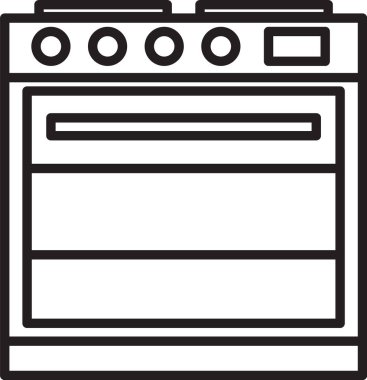 Beyaz arkaplanda siyah çizgi fırın simgesi izole edildi. Fırın tabelası. Vektör İllüstrasyonu