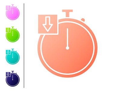 Mercan Durağı simgesi beyaz arkaplanda izole edildi. Zaman göstergesi. Kronometre. Renk simgelerini ayarla. Vektör İllüstrasyonu