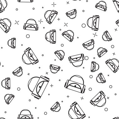 Siyah çizgi spor çanta simgesi beyaz arka planda izole edilmiş kusursuz desen. Vektör İllüstrasyonu