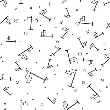 Siyah çizgi Ortaçağ bayrak simgesi beyaz arka planda izole edilmiş kusursuz desen. Bir kral ya da kraliçe tarafından yönetilen ülke, devlet ya da bölge. Vektör İllüstrasyonu