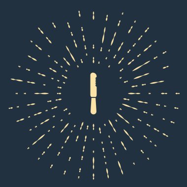 Beige Disposable plastic knife icon isolated on blue background. Abstract circle random dots. Vector Illustration