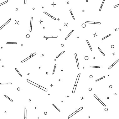 Siyah çizgi Bıçak simgesi beyaz arka plan üzerinde sorunsuz desen izole. Çatal bıçak takımı sembolü. Vektör İllüstrasyonu