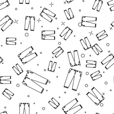 Siyah Çizgili Pantolon simgesi beyaz arkaplanda izole edilmiş kusursuz desen. Vektör İllüstrasyonu