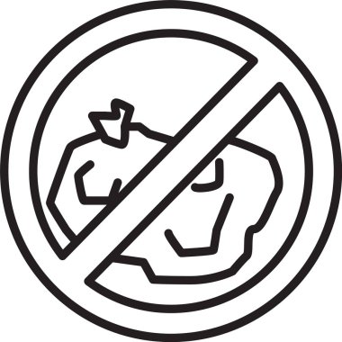 Siyah çizgi Beyaz arkaplanda çöp simgesi yok. Vektör İllüstrasyonu