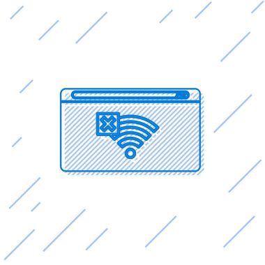 Mavi çizgi. Beyaz arkaplanda internet bağlantısı simgesi yok. Kablosuz ağ ya da uzaktan internet erişimi için işaret yok. Vektör İllüstrasyonu