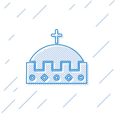 Mavi çizgi Kral taç simgesi beyaz arkaplanda izole edildi. Vektör İllüstrasyonu