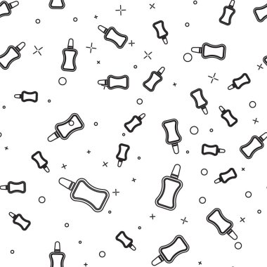 Siyah çizgi tırnak cilası şişesi ikonu beyaz arka planda izole edilmiş kusursuz desen. Vektör İllüstrasyonu