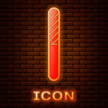 Glowing neon Nail file icon isolated on brick wall background. Manicure tool.  Vector Illustration
