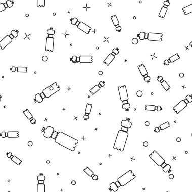 Siyah çizgili bir şişe ikon beyaz arka planda izole edilmiş pürüzsüz bir desen. Soda su içme tabelası. Vektör İllüstrasyonu