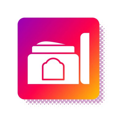 Beyaz arka planda beyaz krem ya da losyon kozmetik tüp ikonu var. Erkekler için vücut bakım ürünleri. Kare renk düğmesi. Vektör İllüstrasyonu