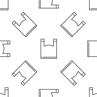 Grey line Plastic bag icon isolated seamless pattern on white background. Disposable cellophane and polythene package prohibition sign.  Vector Illustration