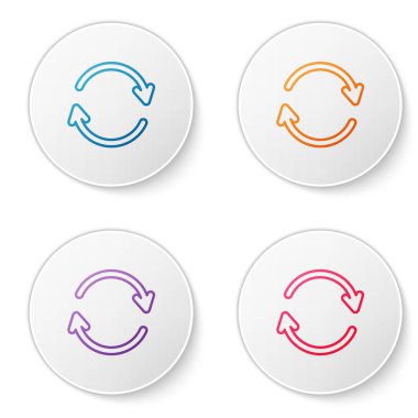 Color line Refresh icon isolated on white background. Reload symbol. Rotation arrows in a circle sign. Set icons in circle buttons. Vector Illustration