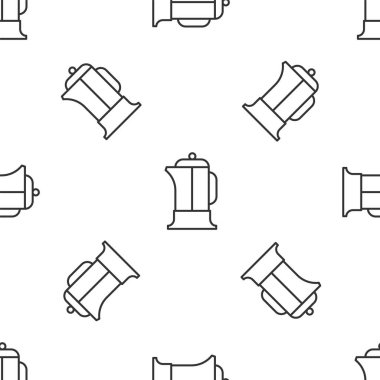 Gri çizgi Fransız basın ikonu beyaz arka planda kusursuz desen izole etti. Vektör İllüstrasyonu