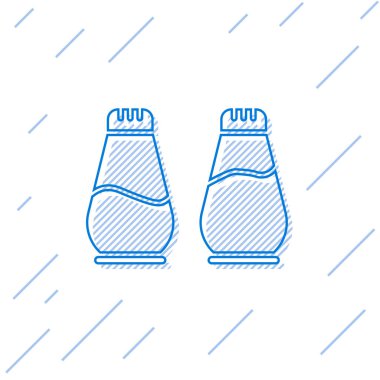 Mavi çizgi Tuz ve biber simgesi beyaz arka plan üzerinde izole. Baharat pişiriyorum. Vektör İllüstrasyonu