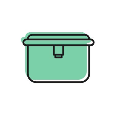 Siyah çizgi beslenme çantası simgesi beyaz arkaplanda izole edildi. Vektör İllüstrasyonu