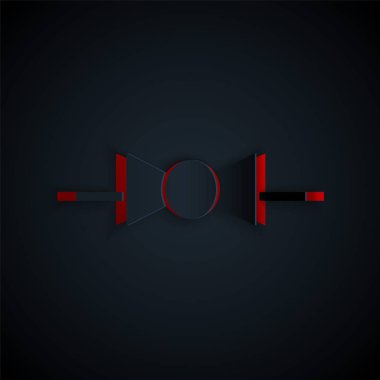 Kağıt kesiği papyon simgesi siyah arkaplanda izole edildi. Kağıt sanatı tarzı. Vektör İllüstrasyonu